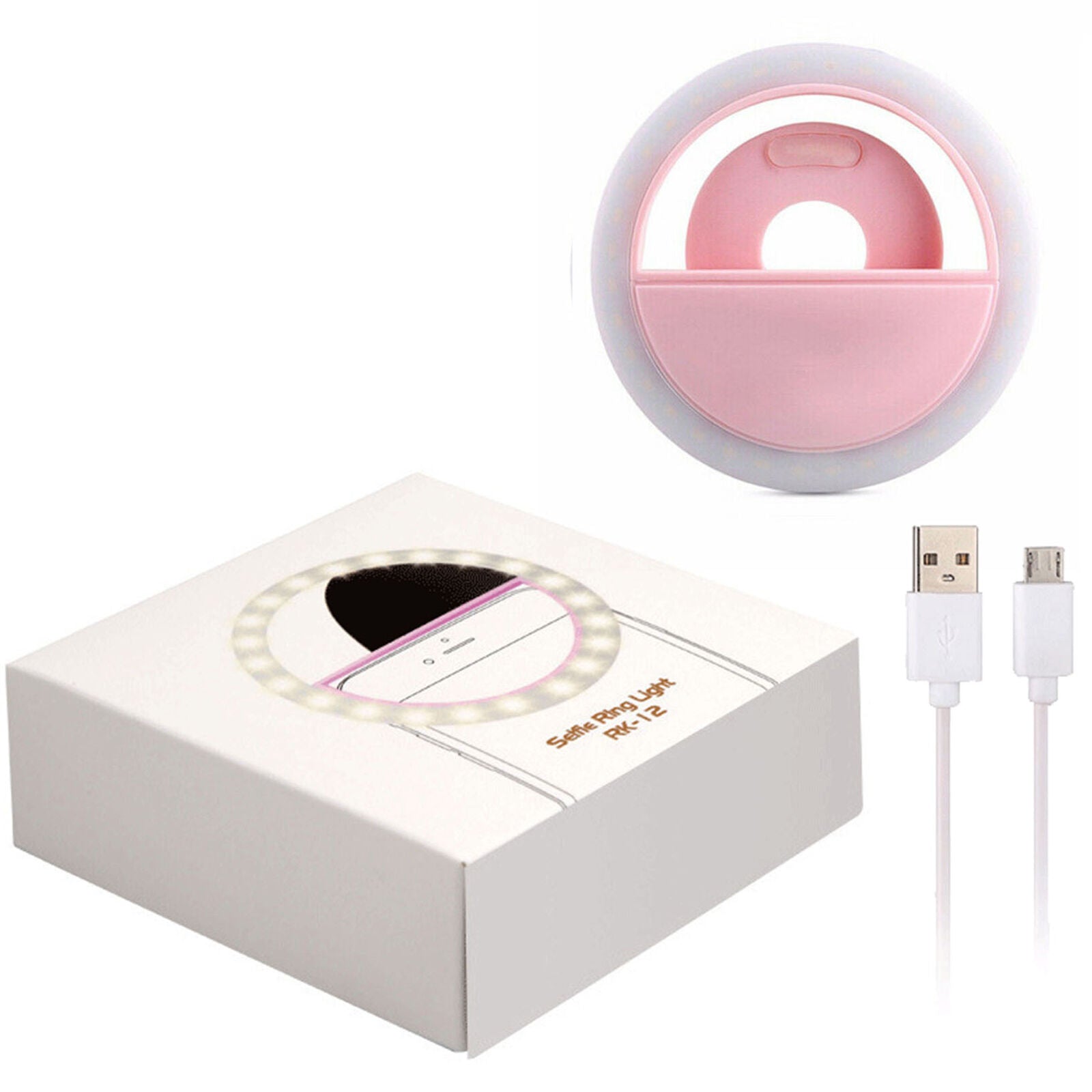 USB Selfie LED Ring Light Flash Fill Clip Camera Adjustable Brightness For Phone