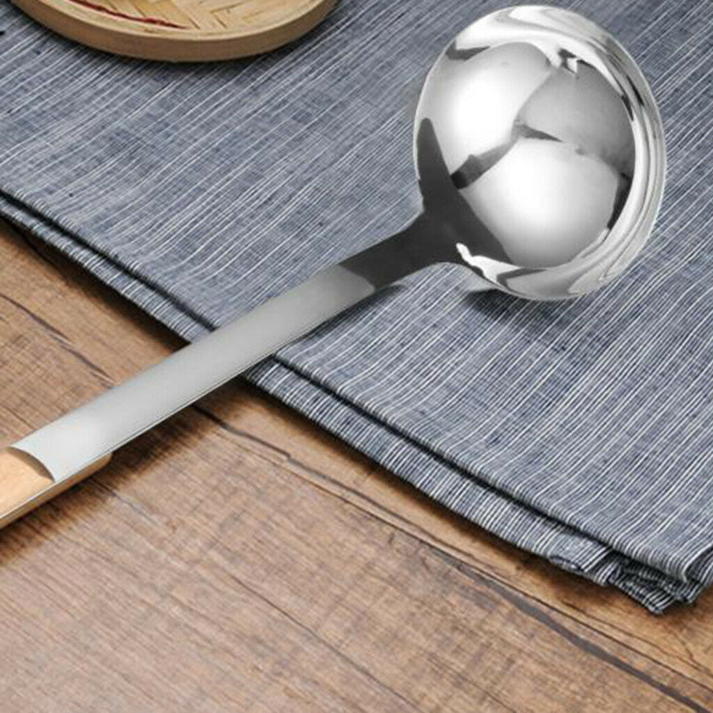 2pack Chinese Stainless Steel Soup Spoon Ladle Wok Spatula Cookware Tools