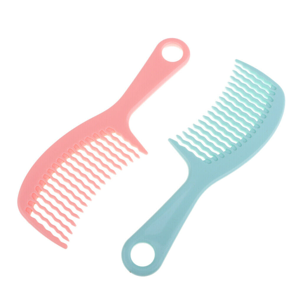 2x Pro Hair Brush Detangling Hairdressing Curved&Wavy Wide Teeth Salon Combs
