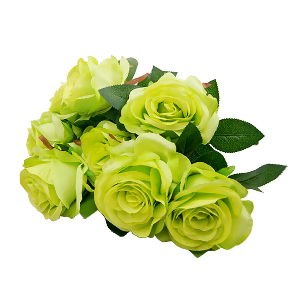 Artificial Rose Flower Shaped Table Vase Composition Simulation Bouquet, White