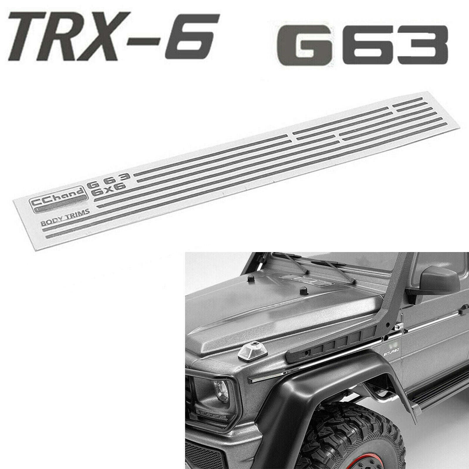 For TRAXXAS TRX6 Benz 6X6 G63 Truck Body Shell Waterproof Cars Decorative Strip