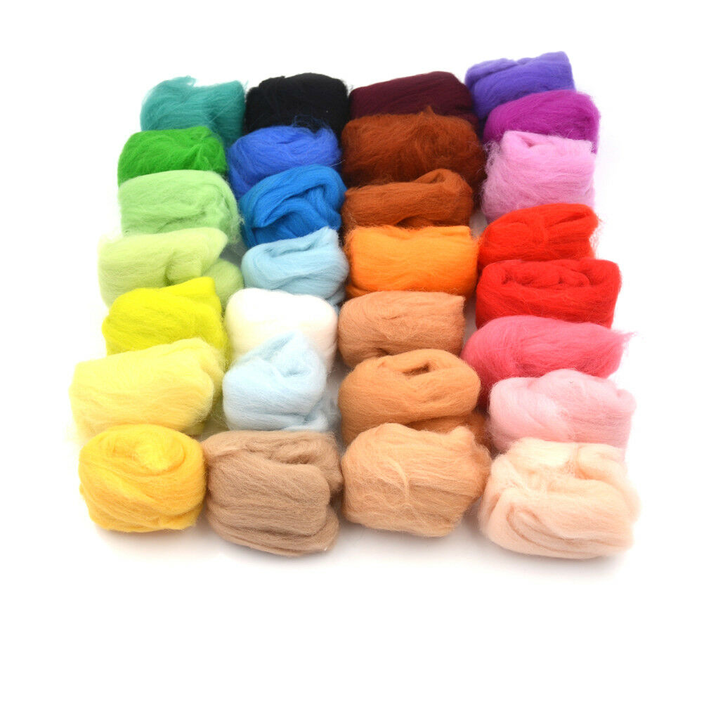 15 Color Super Soft Wool Fibre Roving Set For Needle Felting Hand Spinning DY1