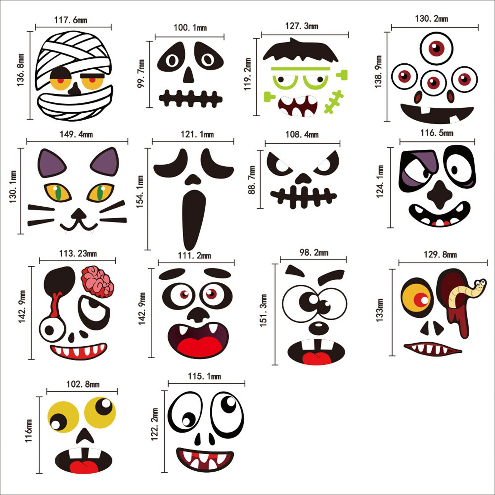 8-Pack Funny Halloween Stickers for Water Bottles Gift Pumpkin Kids Party