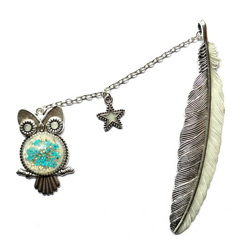 Luminous Night Owl Bookmark Label Read Maker Feather Book Mark Stationery BDAU