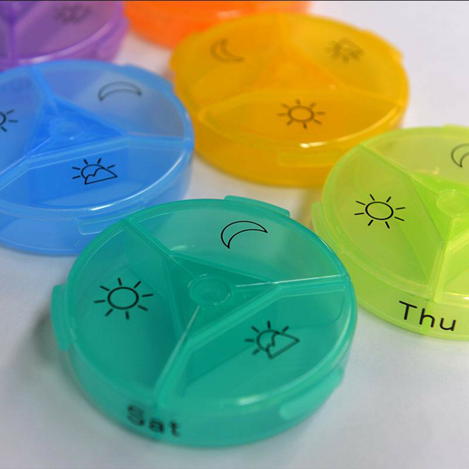 Weekly Round Organizer Pill 7 Day 3 Times A Day Case Containers