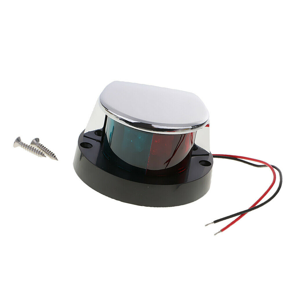 12V Stainless Boat Marine LED Bow Navigation Light Bi Color Red Green Lens