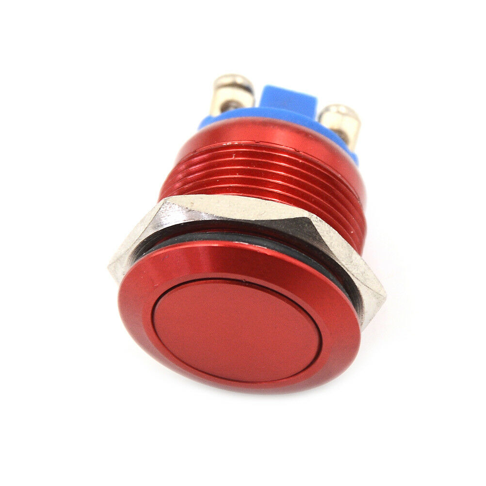 1PC 19mm waterproof red momentary metal push button switch flat top switch BDAU