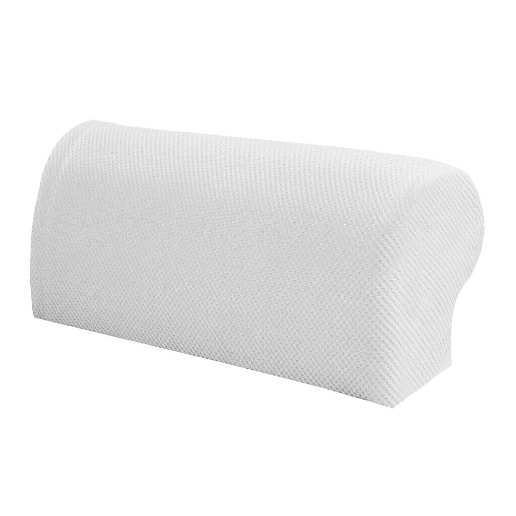 1 Pair White Stretchable Sofa Armrest Covers Armchair Slipcovers &100Pcs Pins