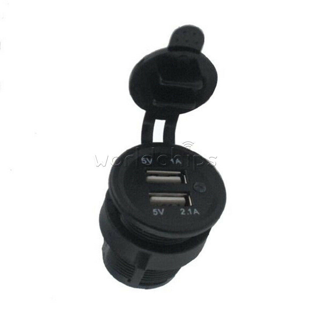 12~24V Dual USB Port Car Charger Power Adaptor Splitter Cigarette Lighter Socket