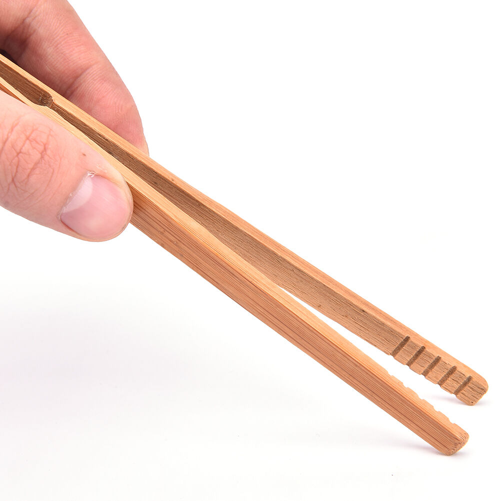 Practical Textured Bamboo Kongfu Tea Utensil Tweezers 14.5cm Wood Color B Tt