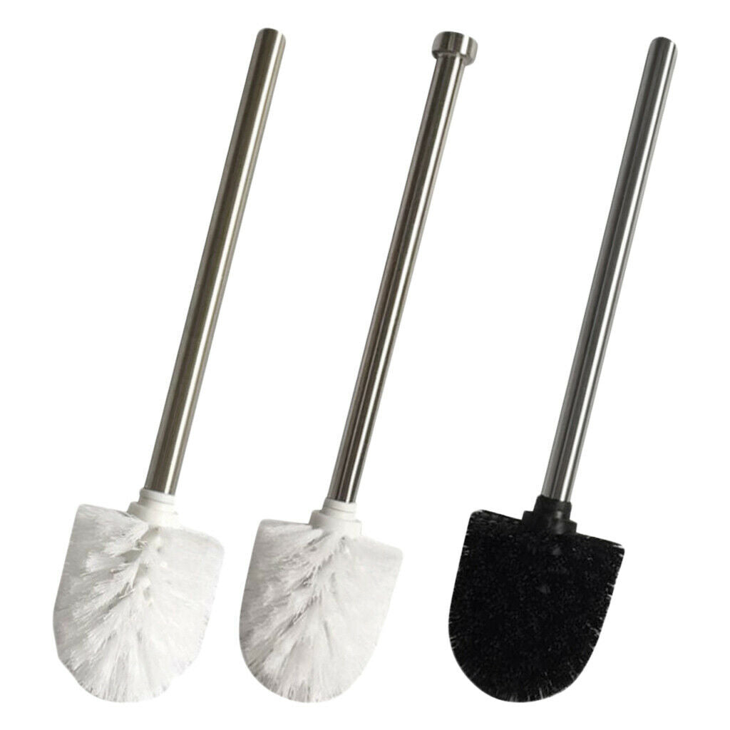 Toilet Bowl Brush, Stainless Steel Long Handle -- White
