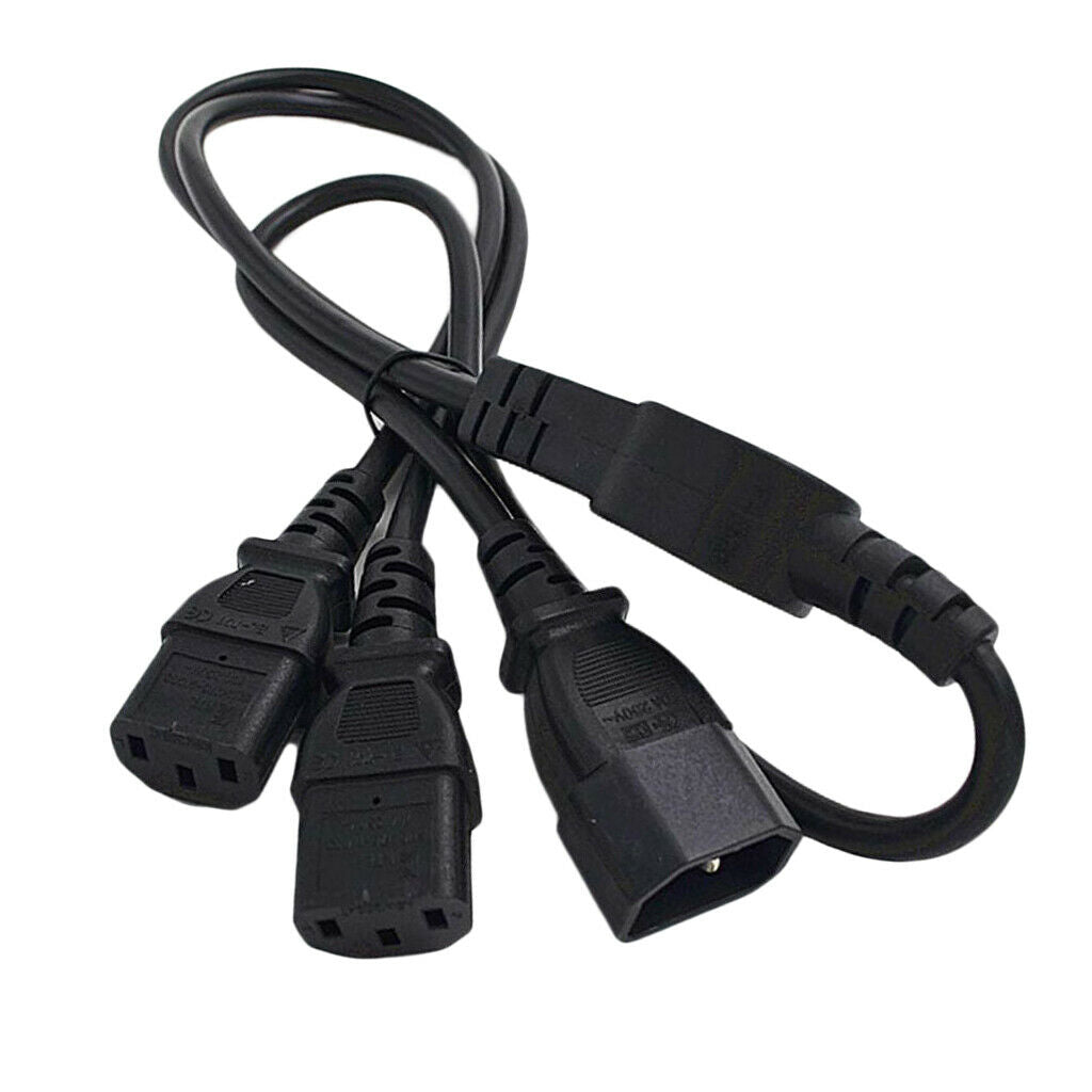100cm 10A IEC 320 C14 to 2 C13 AC Power Supply Extension Cord for PC PDU UPS