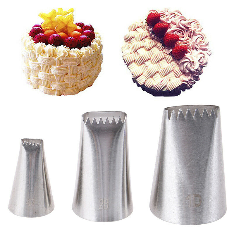 3pcs Basket Weave Tips Icing Piping Nozzle Tips Stainless Steel Tube NozzleCISJ