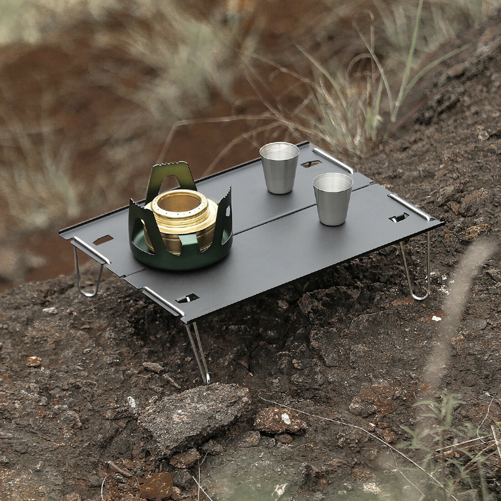 Outdoor Portable Folding Aluminum Tables Lightweight Camping Picnic Black