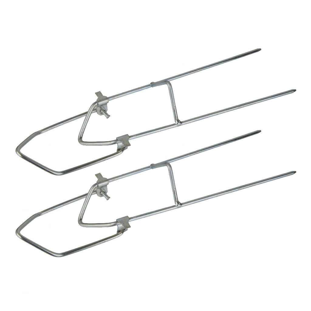 2x Folding Metal Fishing Rod Pole Stand Bracket Holder Rest Rack Adjustable