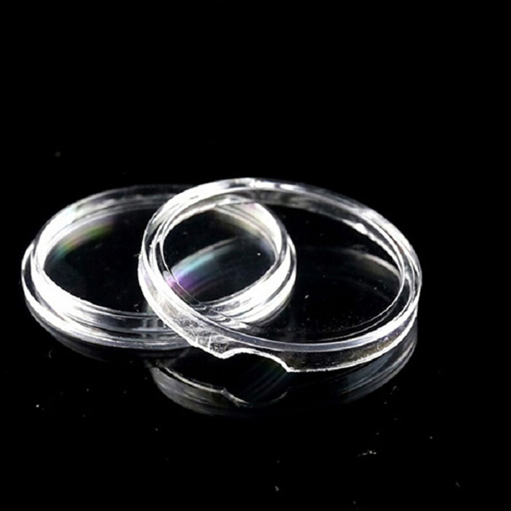 23mm 100pcs Applied Clear Round Cases Coin Storage Capsules Holder Plastic SEDD