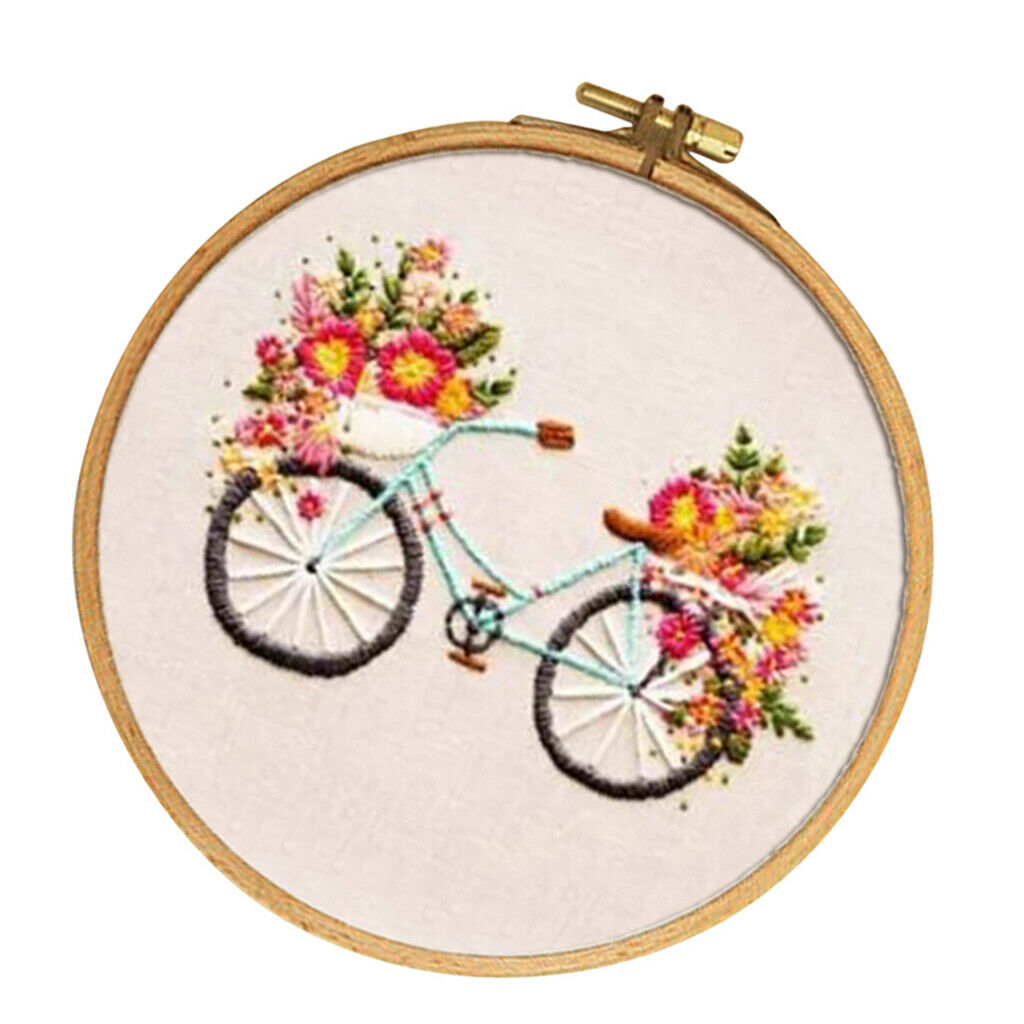 Full Range of Embroidery Starter Kit with Bicycle Floral Partten, Cross Stitch