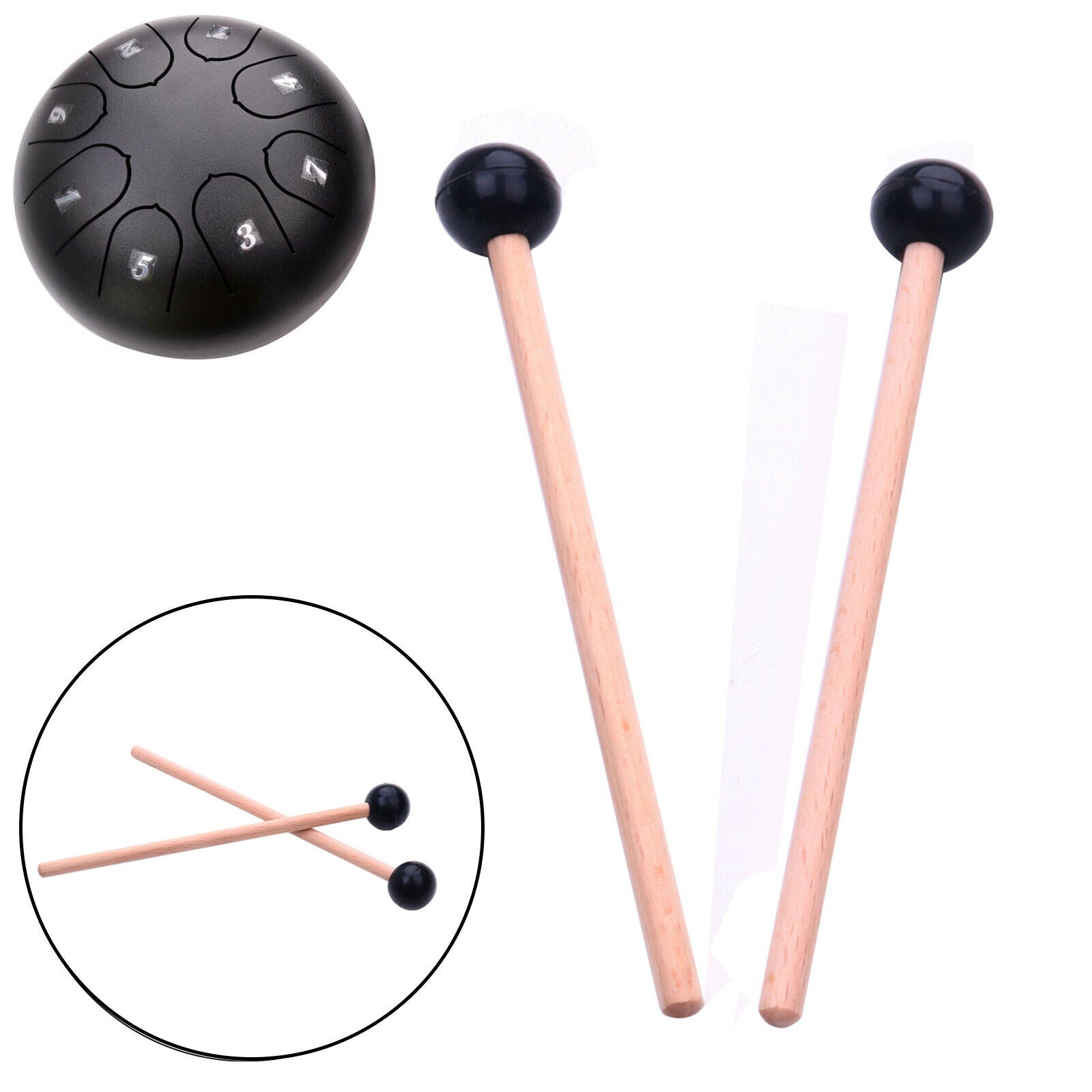 1 Pair Wooden Drumstick Percussion Rubber Marimba Mallets Accessories 145mm