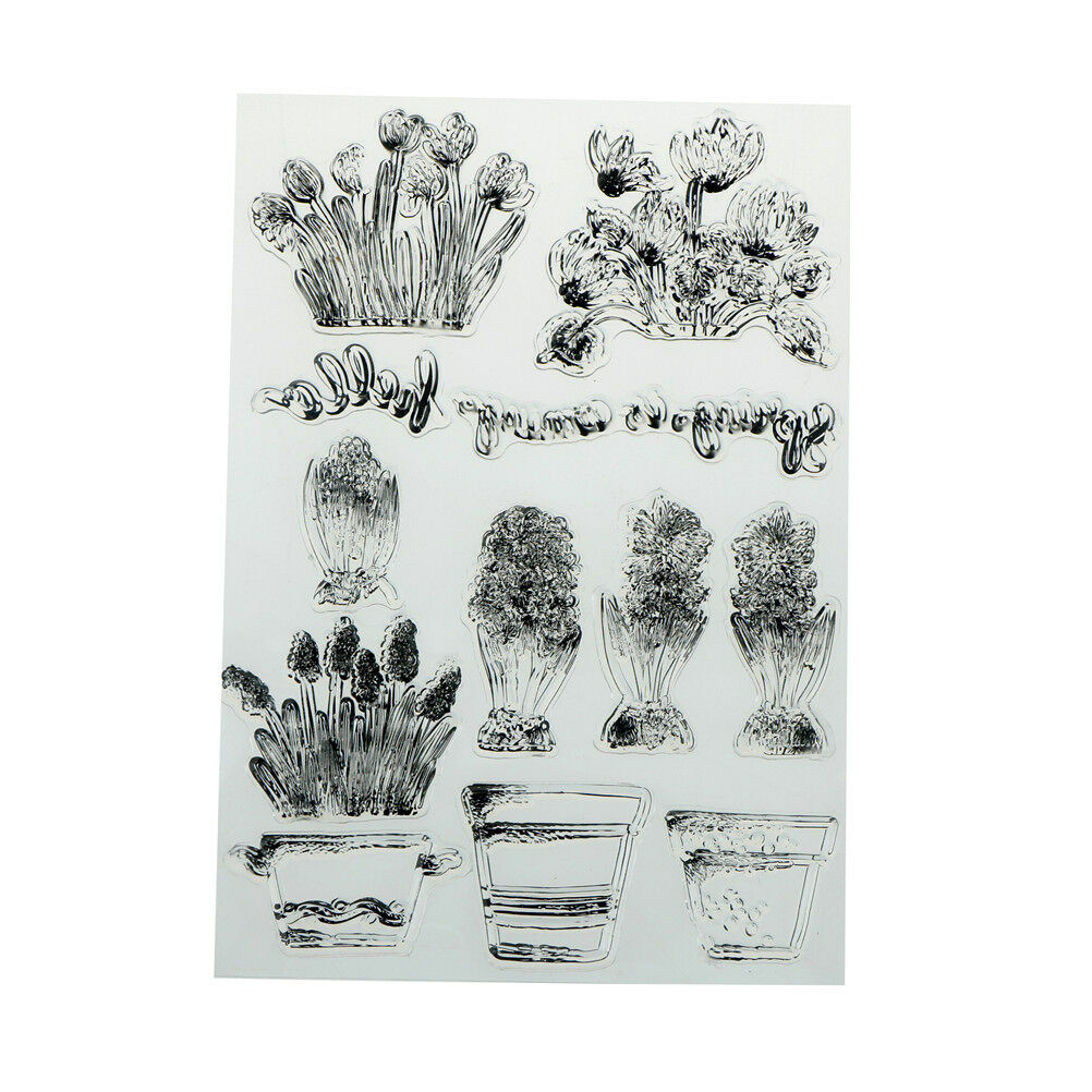 Beautiful Cactus and Flower Pot Rubber Stamp Scrapbooking PhotoAlbumDecora.l8