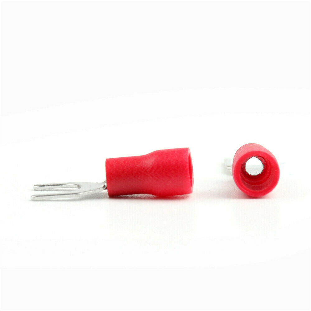 100Pcs Red SV1.25-4 Furcate Pre-Insulating Fork Spade 22~16AWG Crimp Terminals