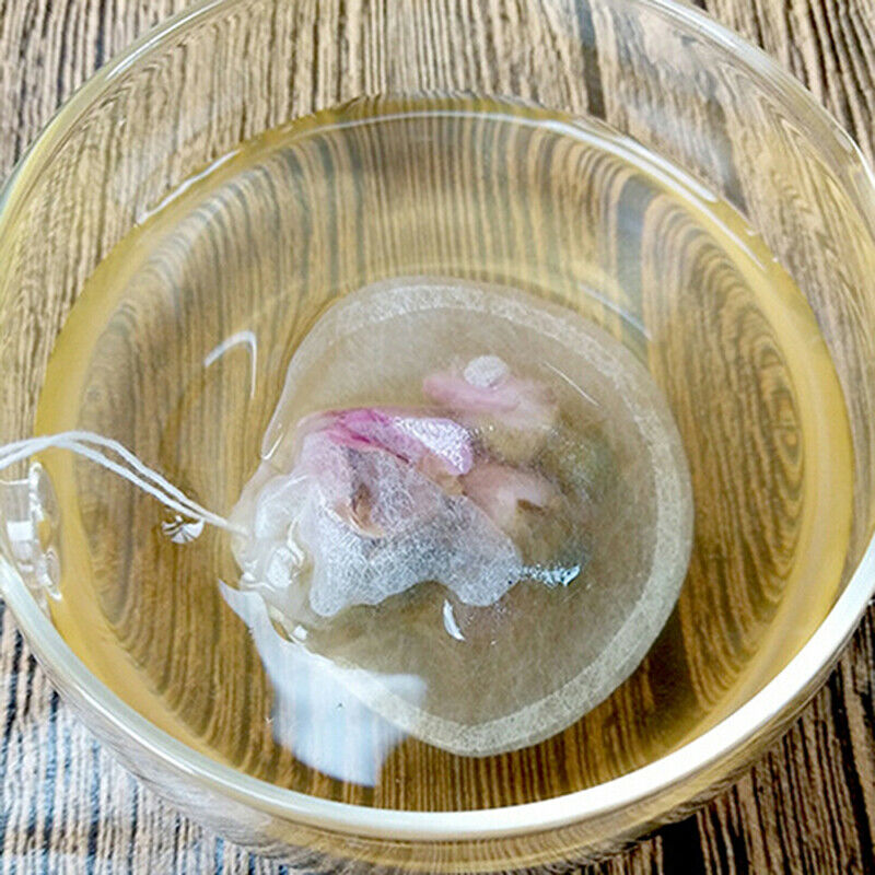 100X White Round Tea Bags Empty Filter Paper Teabags with String for Herb Tea SJ