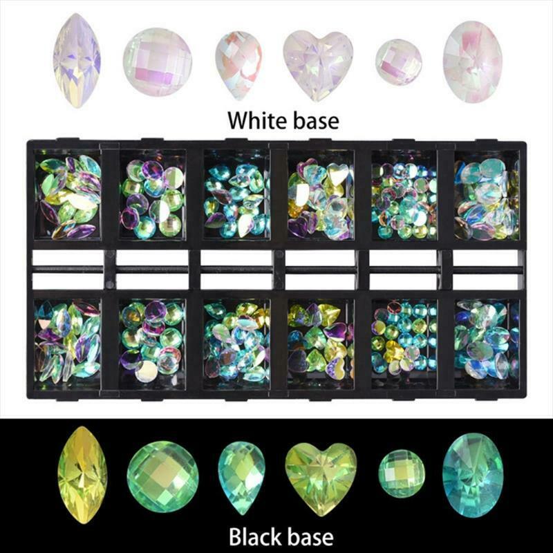 12 Grids Rhinestone Nail Art Decorations Multi Shapes for Nails Manicure Tool