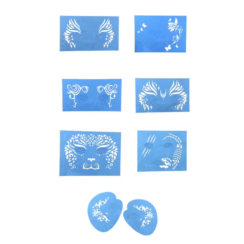 Prettyia 7x Plastic Body Face Paint Stencil Reusable for Stage Party Makeup