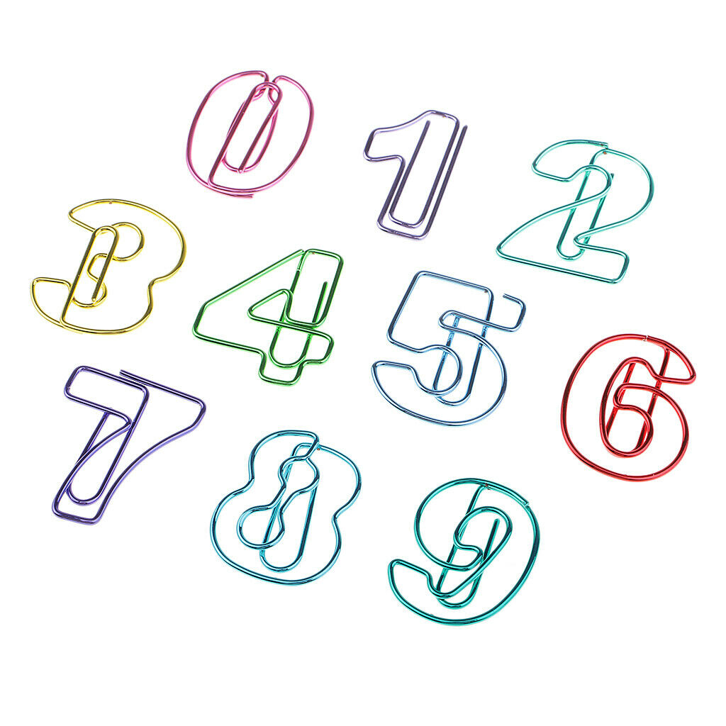 10x mixed metal 0 9 numbers envelope paper clips novelty bookmarks