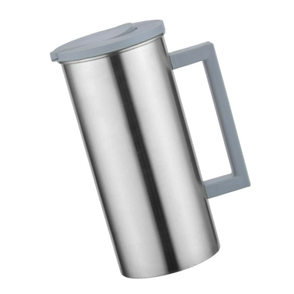 2 Pcs Stainless Steel Water Pitcher Grey Beverage Juice Ice Tea Jug Serving