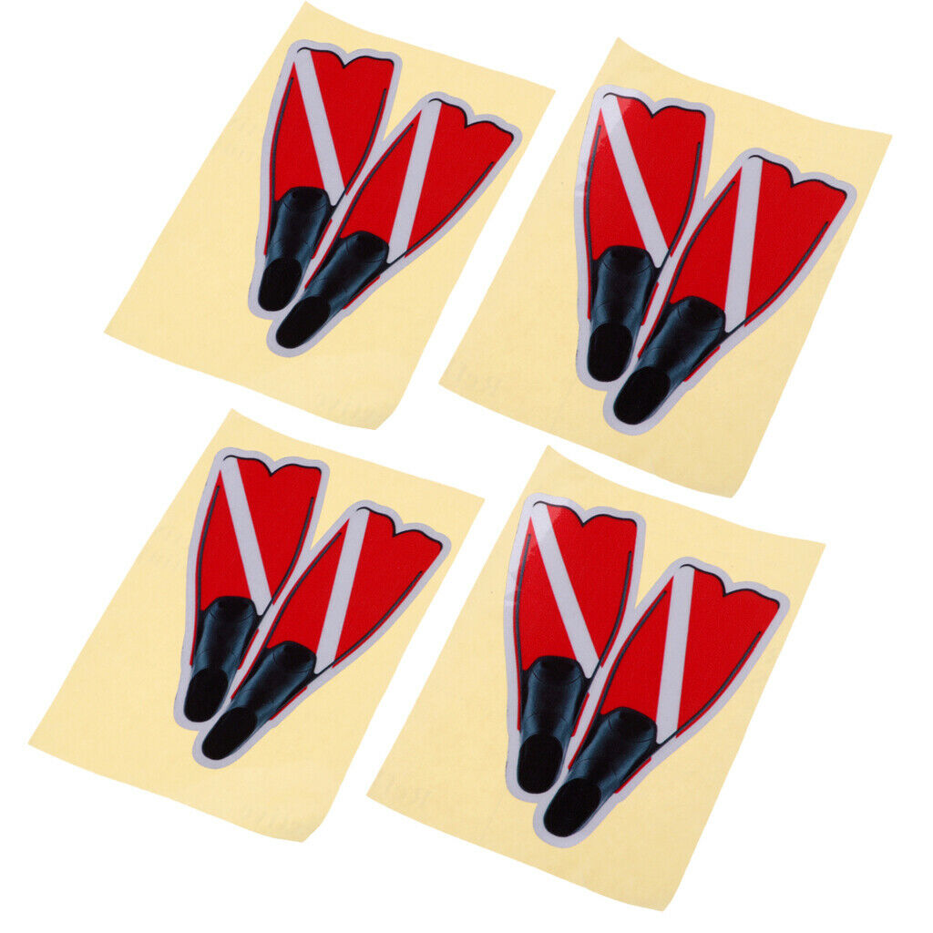 4 Pieces Self-adhesive Reflective Diving Diver Diving