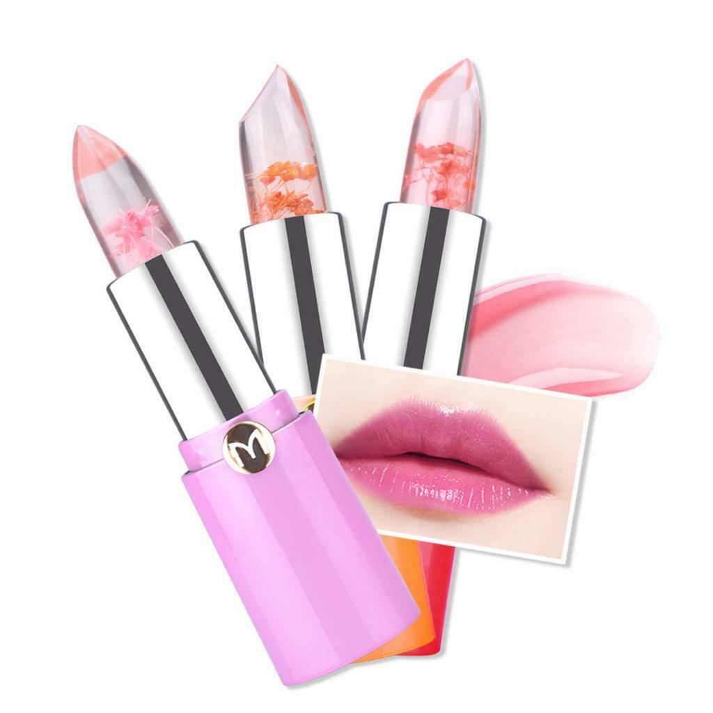 3 Shades DRY FLOWER Clear Jelly Temperature Change Color Lipstick Pink Shade
