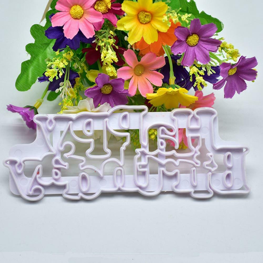 Happy Birthday Cake Mold DIY Sugarcraft Fondant Cutter Mould Baking Tool @