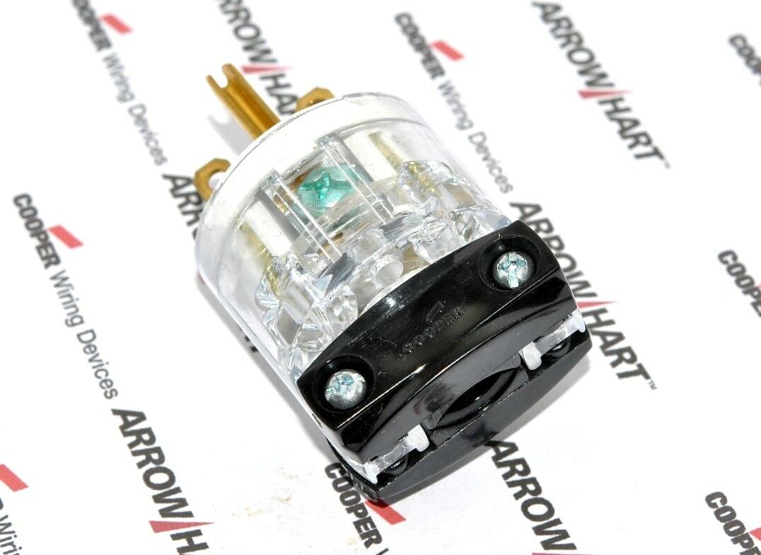 1pcs-COOPER 8666 15A 250V Thermoplastic Hospital Grade Plug  NEMA 6-15