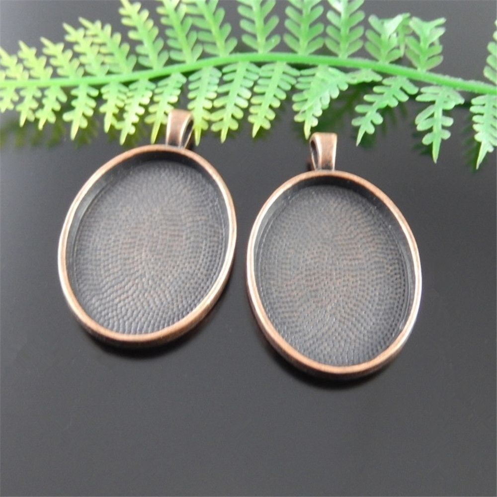 10 pcs Bronzed Base Setting Oval Bezel Frame Photo Art Pendant Charm 30*22mm
