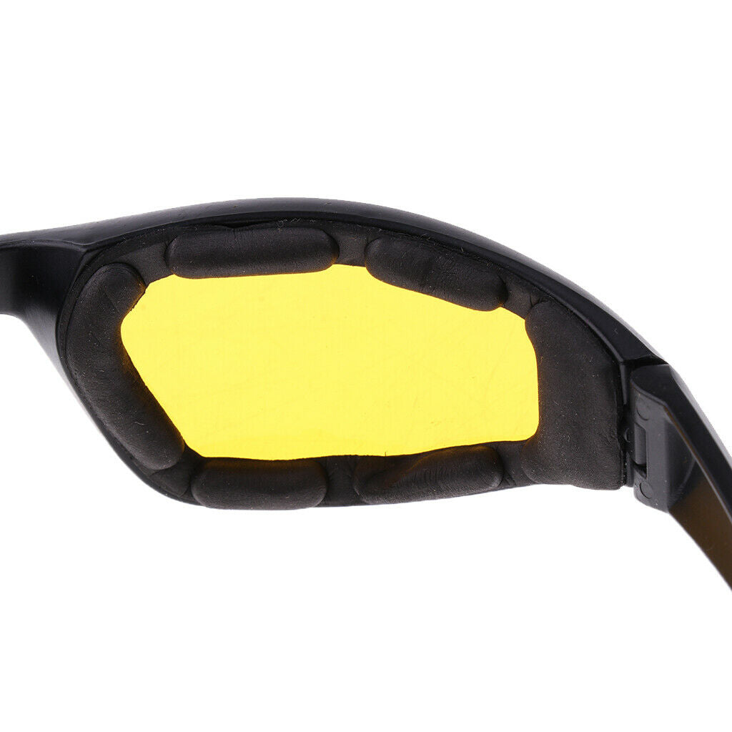 Padded Foam Wind Resistant Sunglasses Motorcycle Riding Glasses Yellow