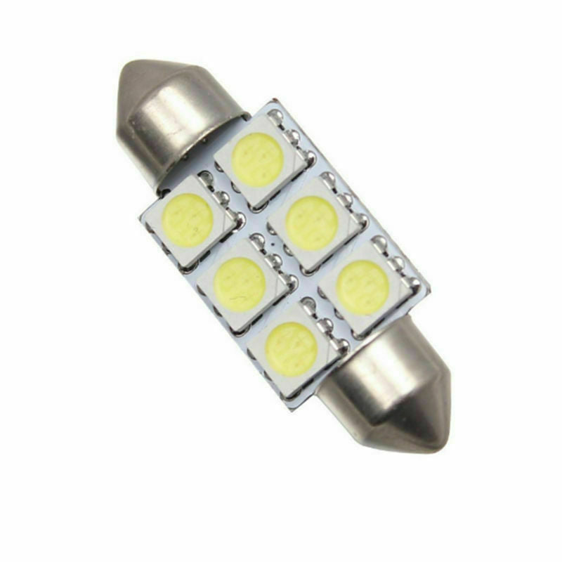 5X Dome White 39mm 5050 6SMD Festoon Interior Car Auto Led Light Lamp Bulb 12V