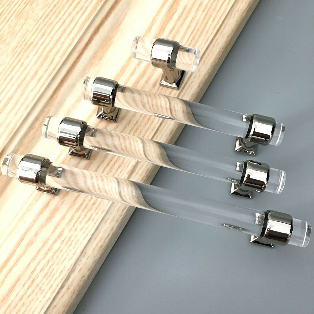 Acrylic Stick Glass Door Pull Handle Cupboard Cabinet Furniture Knobs 128mm