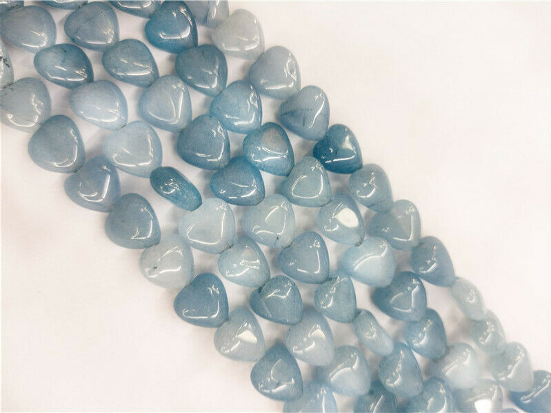 1 Strand 10x10x5mm Blue Malay Jade Love Heart Spacer Loose Beads 15.5inch HH48