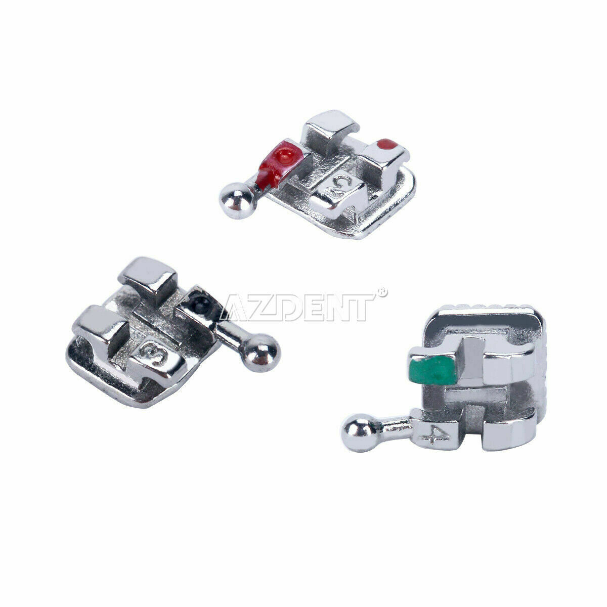 2 X Dental Orthodontic Monoblock Brackets Mini Roth 018 Hooks 345 Metal AZDENT