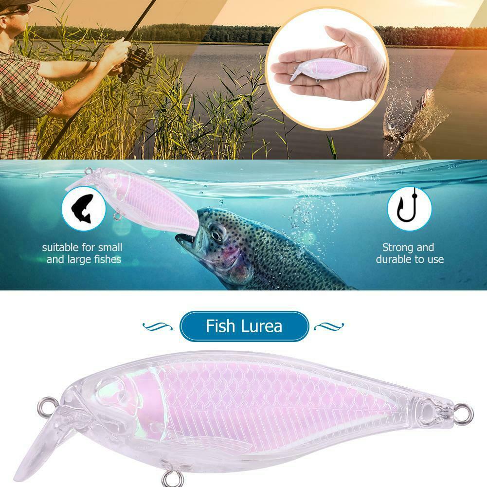 Unpainted Blank Hard Lures Pink Transparent Artificial Outdoor Fishing Tool @