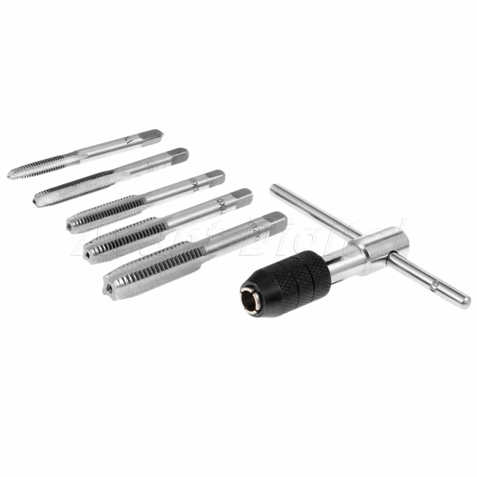 Alloy Steel T Handle Screw Tap Drill Bit & Tap Wrench Woodworking Tool M6-M12