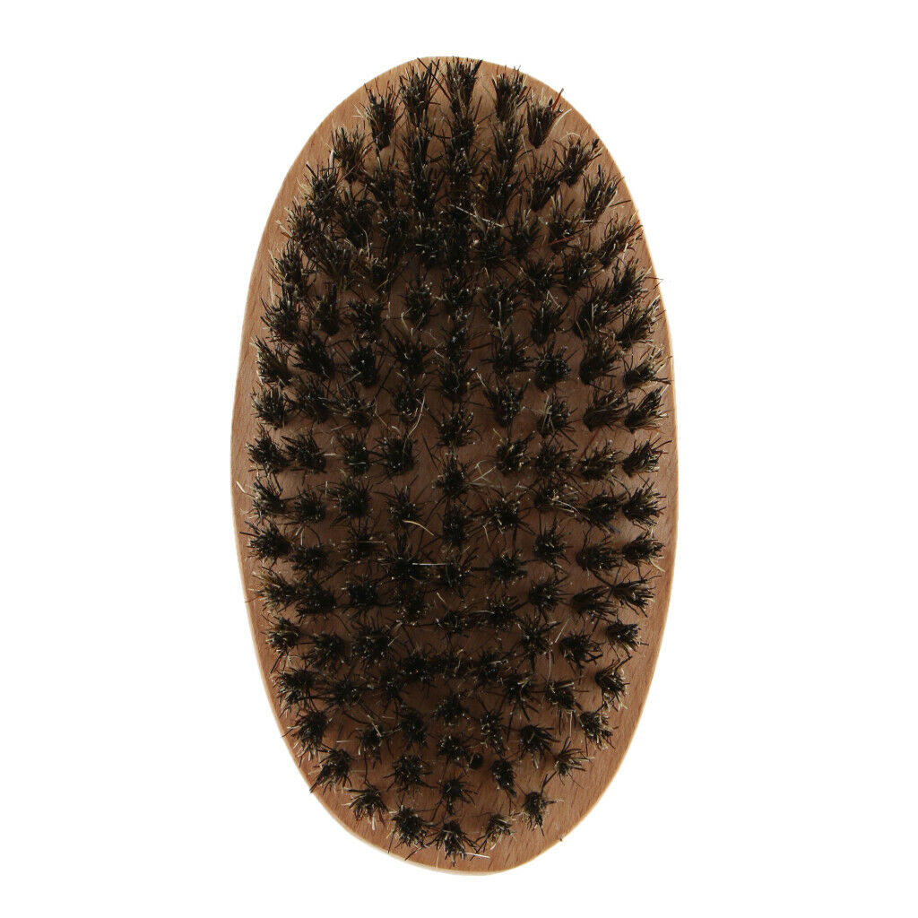 2 Pcs Men Hair Beard Mustache Brush  Hard Round Wood Handle Combs