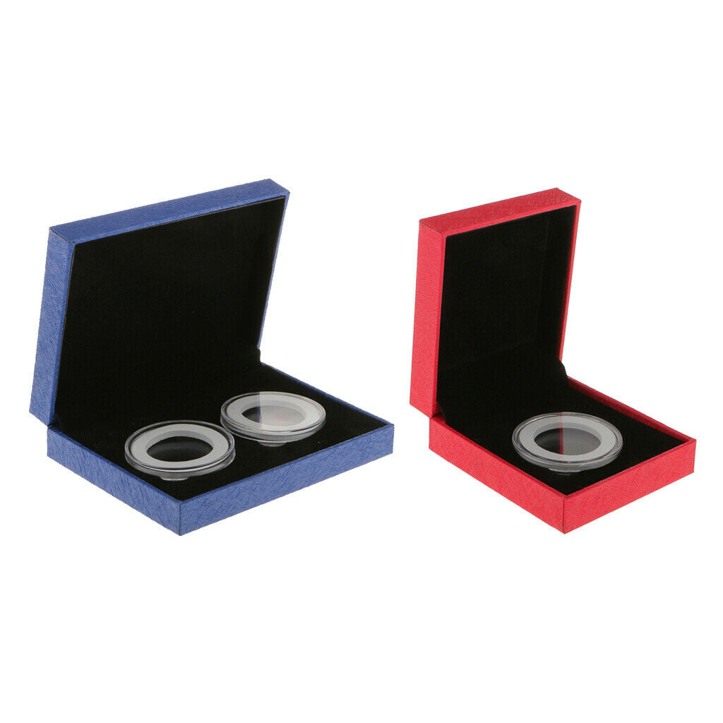 2x Collectibles 1/2 Holes Commemorative Coins Storage Display Case Gift Box