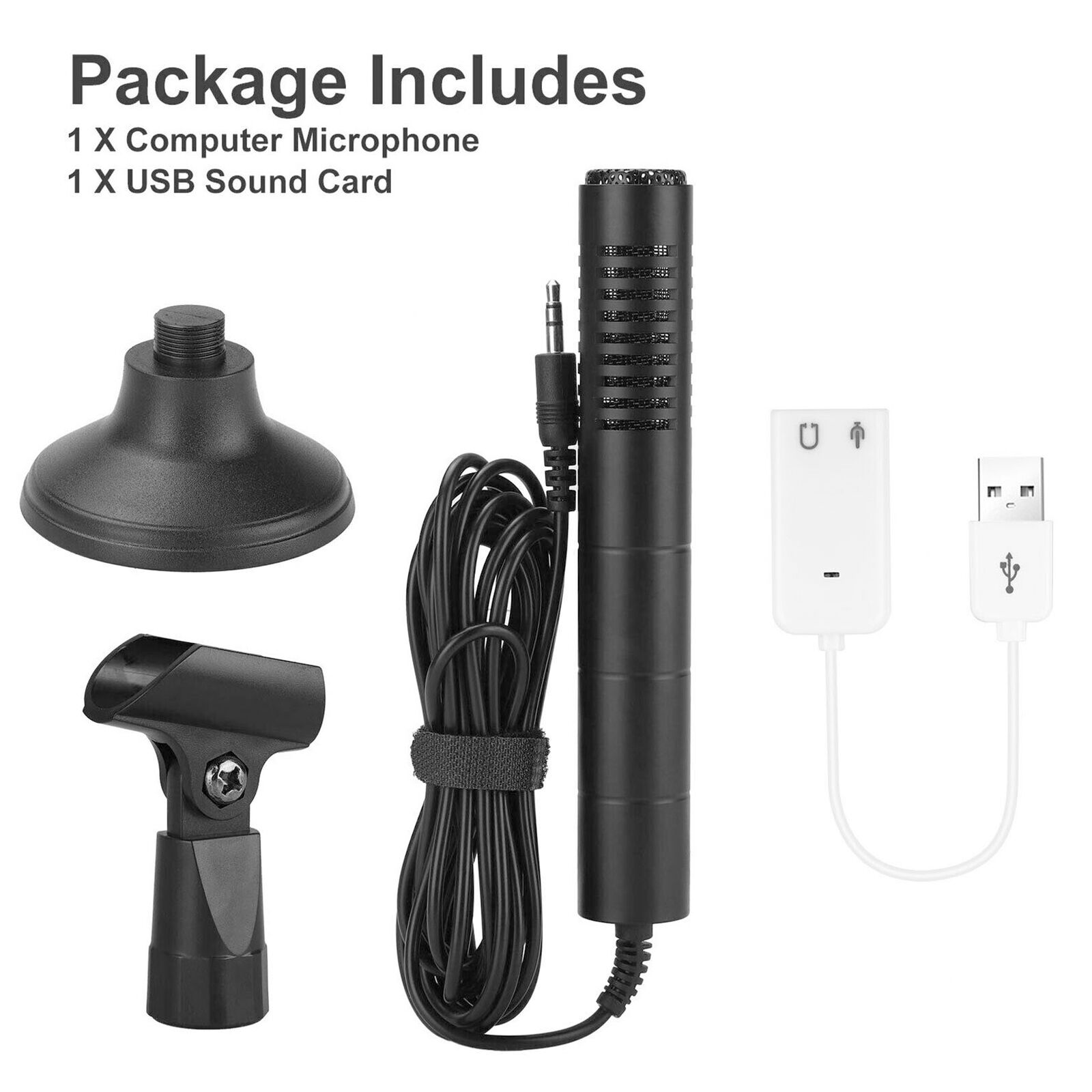 USB Condenser Microphone Recording Audio 3.5mm Mic for PC Computer Laptop Phone