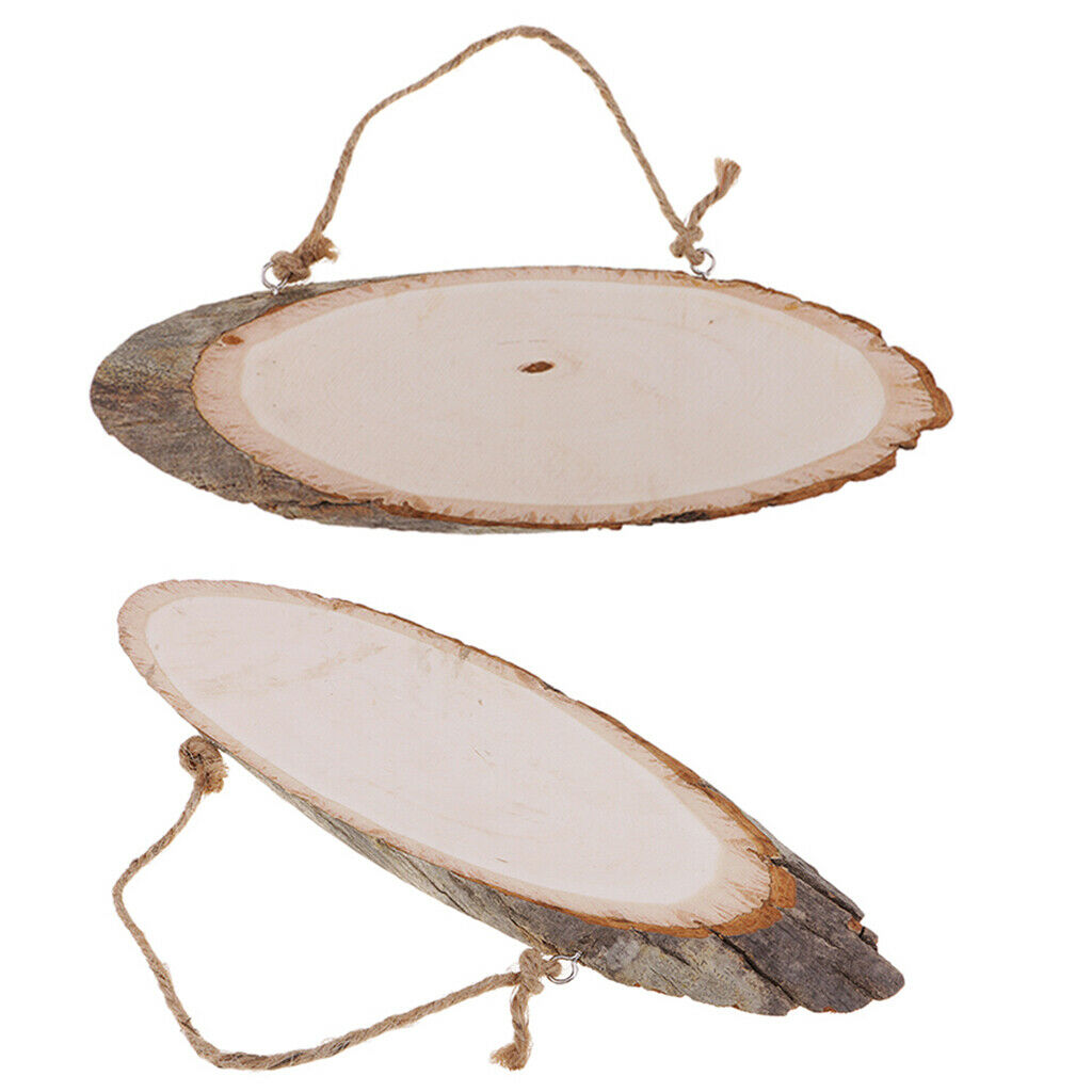 2pcs Large Rustic Natural Wood Pine Tree Slices Oval Wedding Christmas DIY