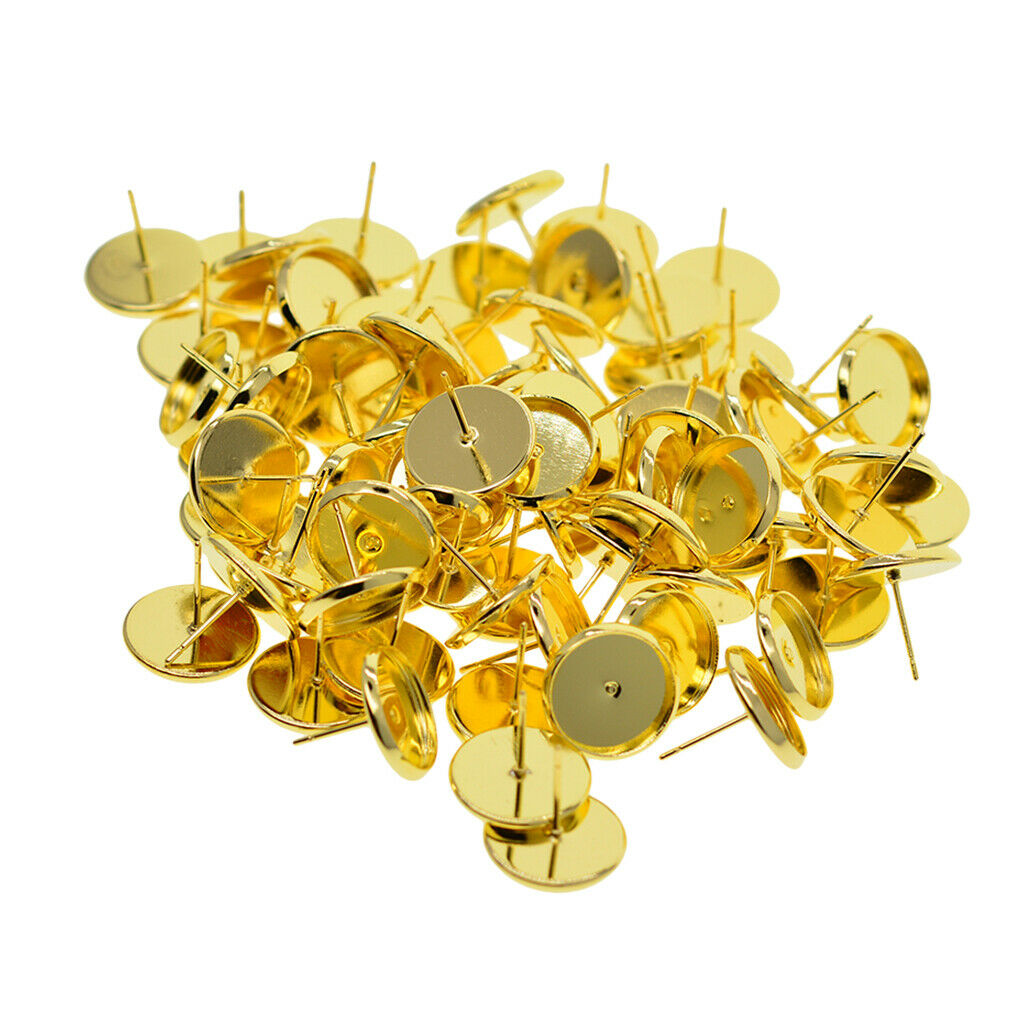 300PCS Cabochon Earring Settings Brass Stud Earring Cabochon Setting Post Cup US