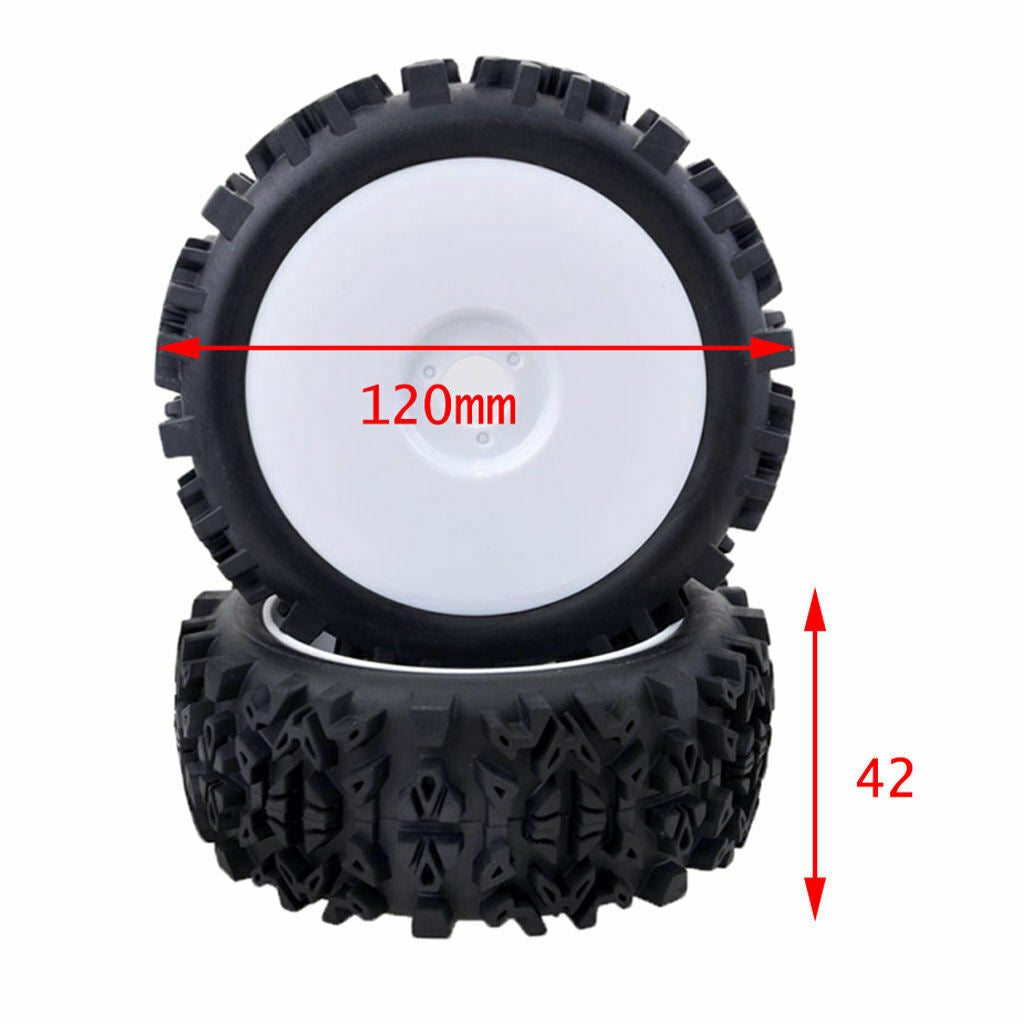 4pcs 1/8 Scale RC Rubber Tires w/ Hex 17mm Wheels Rims For RC On-Road Buggy Car