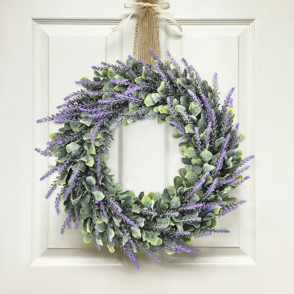 Artificial Wreaths Lavender Summer Purple Wreath Front Door Indoor Wall Decor UK