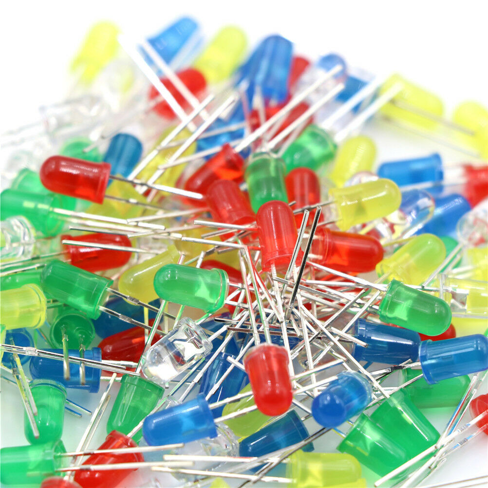 100X/Set 5mm LED Lights Emittings Diodes DC2.5V-3V Red Green White Blue Y.l8