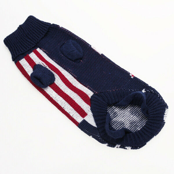 Turtleneck Dog Sweater Clothes w/ UK Flag Pattern -  XS